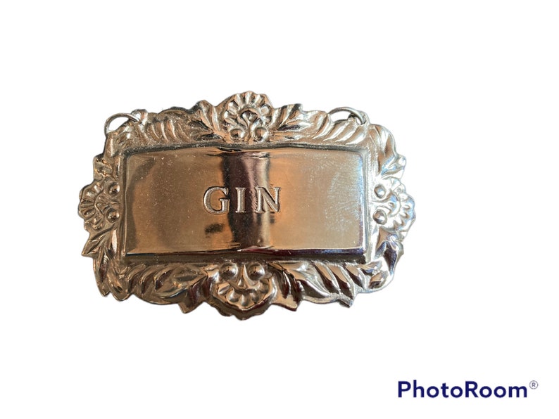 Vintage GIN Decanter Ornate Engraved Repousse Label Silver Etsy