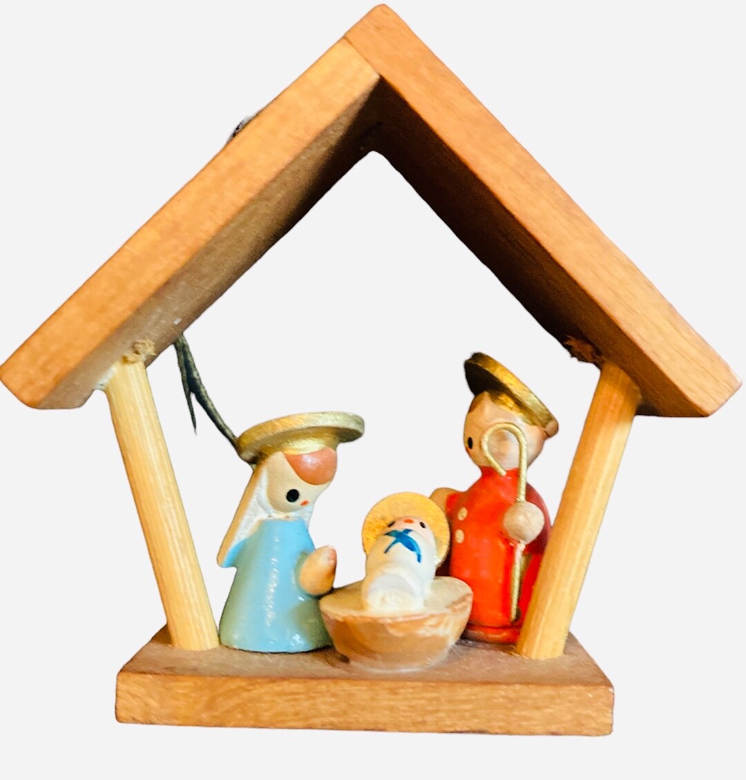 Mini Nativity Ornament Mary Joseph and Baby Jesus Etsy