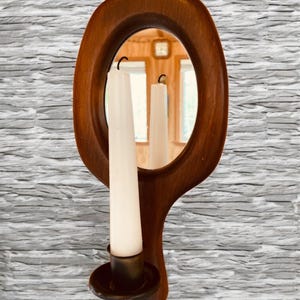 Colonial Candle Wall Sconce, Framed Mirror Candle Holder, Primitive wood Wall mirror, Colonial room wall decor