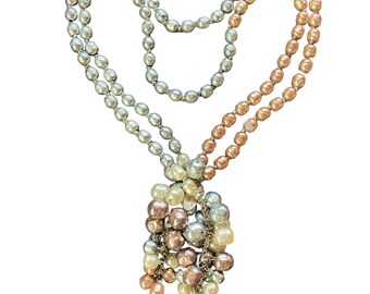 Miriam Haskell Pearl Necklace, Gray & Pink Pearls, Runway fashion jewelry, Jewelry lover gift, fashionista gift