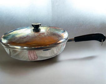 Vintage Revere Ware 12-Inch Tri-Ply Skillet with Lid – 1991 Model 2062