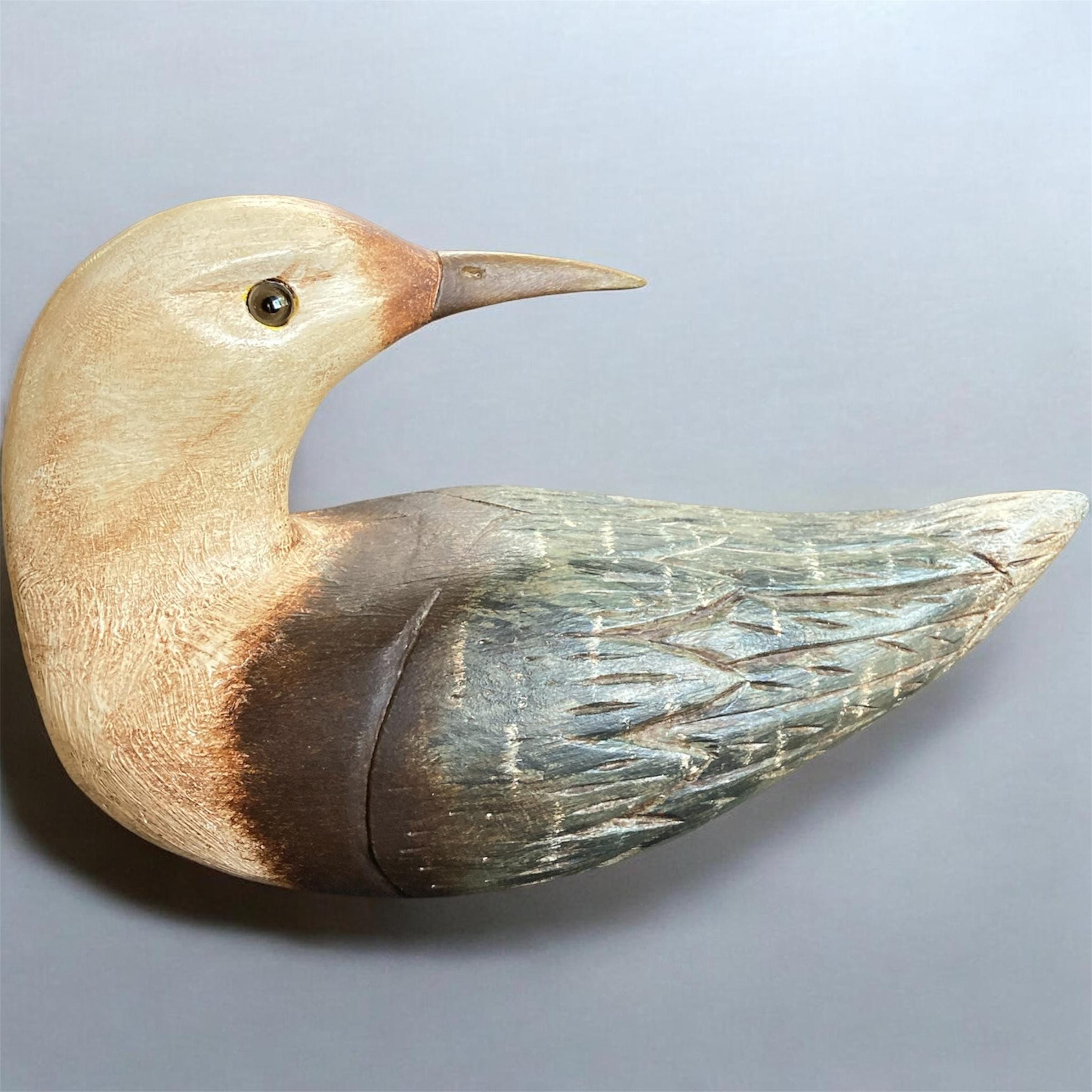 Dick Steele Maine Wood Carving Signed Shorebird Decoy Folk Art