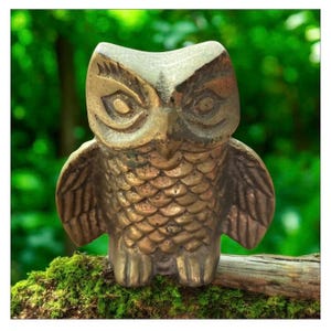 Mini Brass Owl Figurine: mid-century home decor paperweight figurine