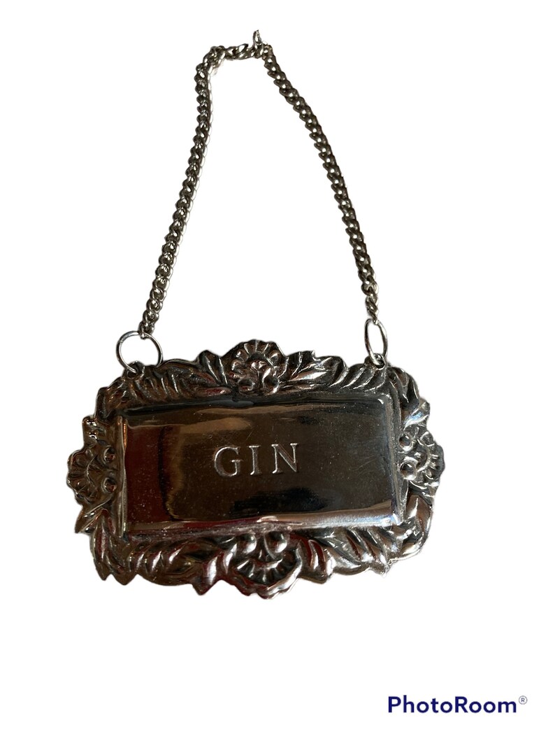 Vintage GIN Decanter Ornate Engraved Repousse Label Silver Etsy