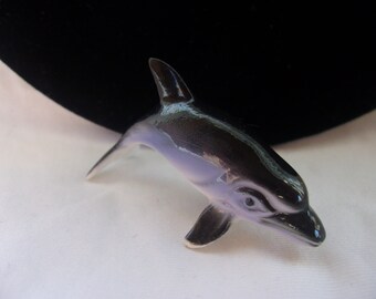 Vintage Shiken Japan Hand-painted Bone China Dolphin Figurine