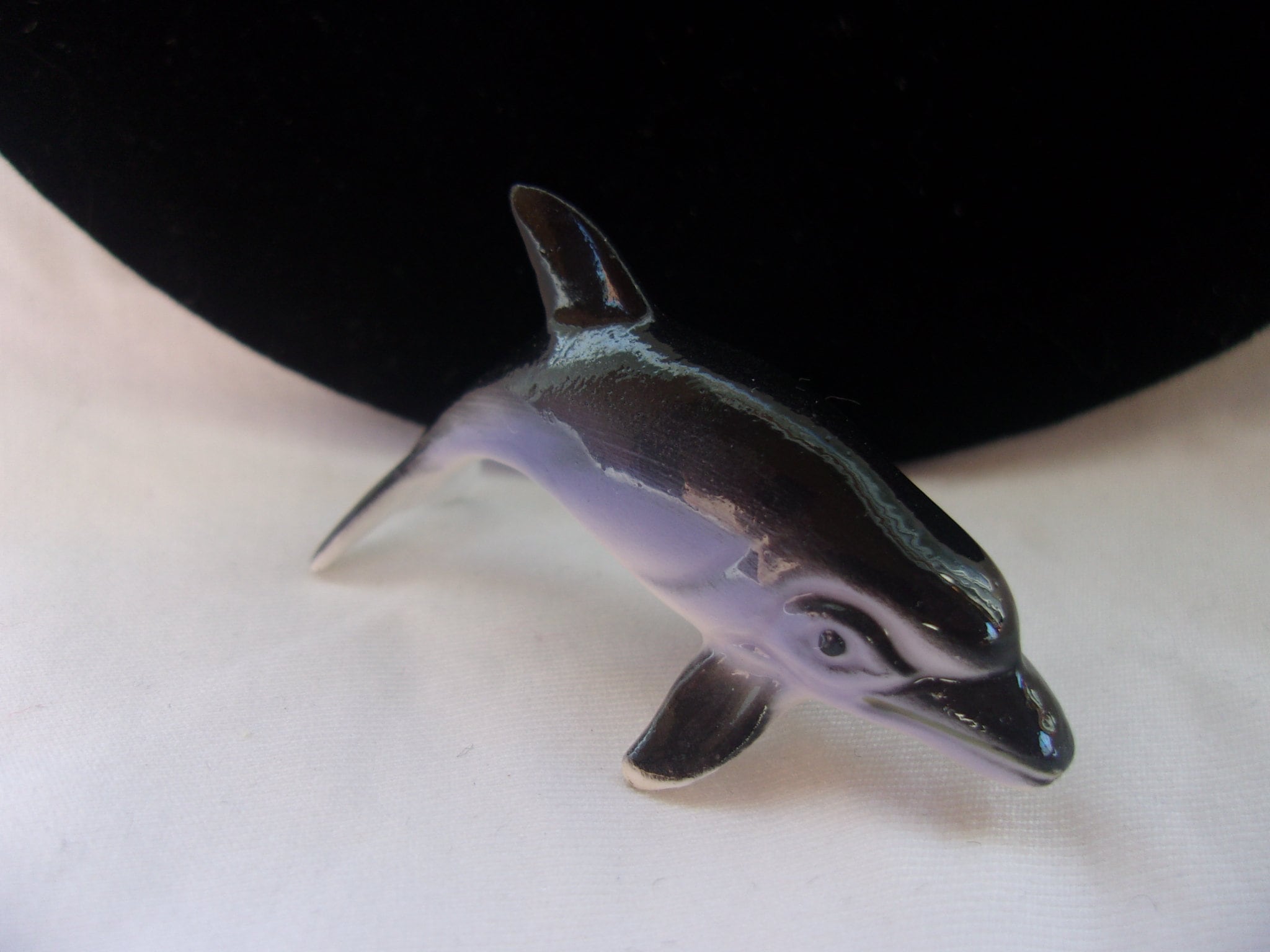 Vintage Shiken Japan Hand-painted Bone China Dolphin Figurine