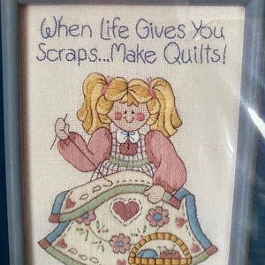 Sunset Jiffy "Quilters Motto" Darcie Country Folk Crewel Stitch Kit: 1993