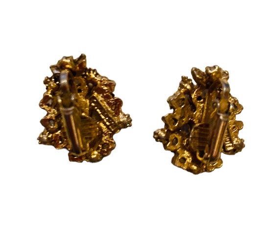 Florenza Pearl flower earrings, Gold Plate Seed P… - image 2
