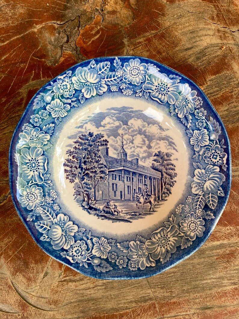 Liberty Blue Cereal Bowl, England Blue Transferware, Mount Vernon