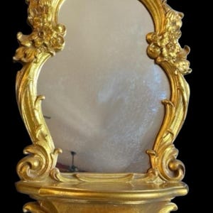 Hollywood Regency Syroco Wall Mirror with Shelf: Vintage Rococo Decor