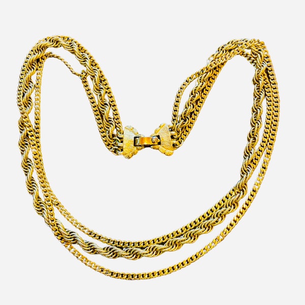 Monet Triple Strand ketting, vergulde sieraden, boho stapelketting