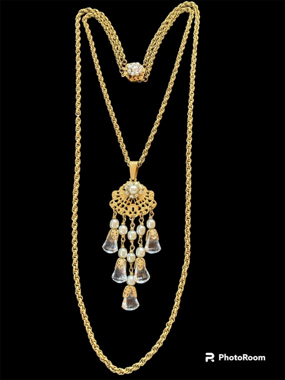 Miriam Haskell Crystal Necklace, Baroque Pearl la… - image 3