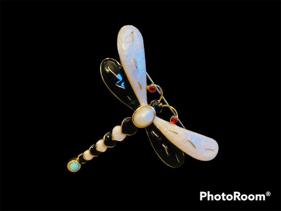 Attwood & Sawyer jewelry, Signed Dragonfly enamel… - image 4