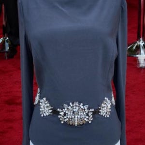 Vintage Rhinestone Beaded Evening Top - Black Formal Party Top, Size 12