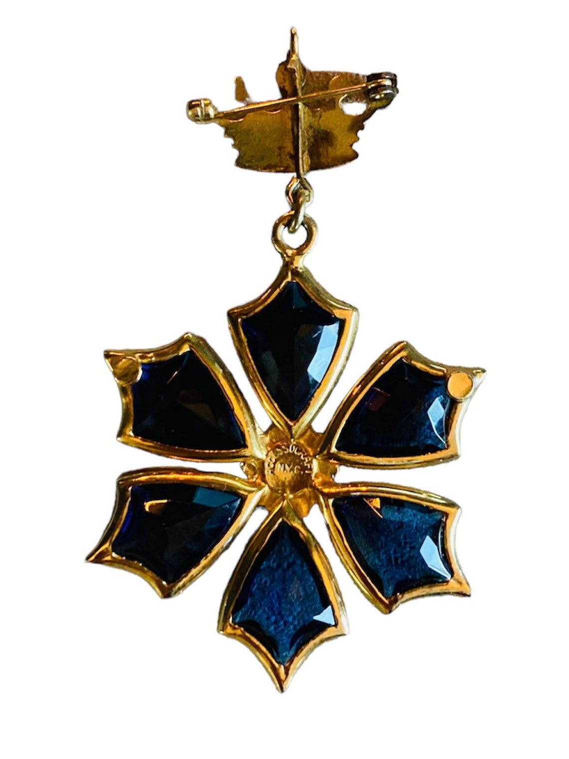 Accessocraft NYC Maltese Cross & Crown Medallion Sapphire Blue Etsy