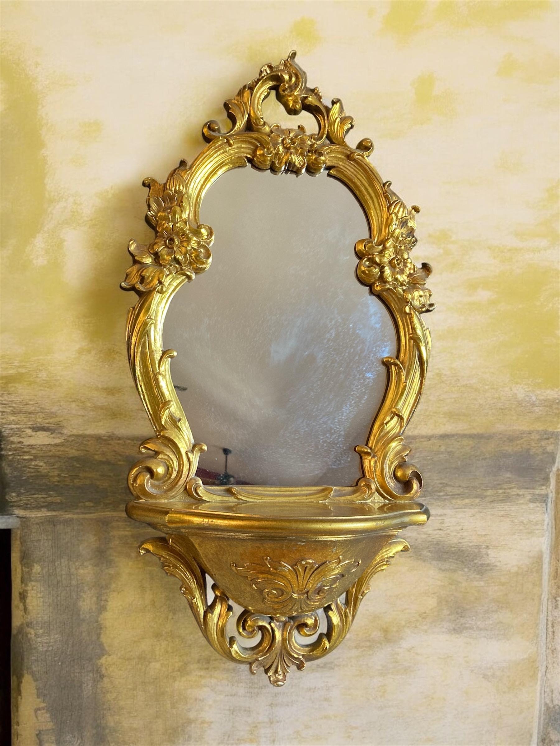 ハリウッド・リージェンシー・シロッコ・ウォールミラー（棚付き