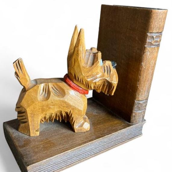 Vintage West Germany Hand Carved Wooden Scottish Terrier Scottie