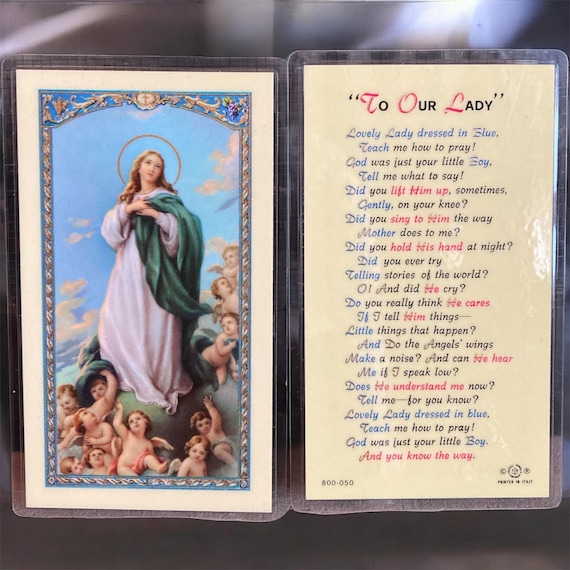 Buy Vintage "lady Dressed in Blue" Holy Catholic Laminated Prayer Card  Online in India - Etsy