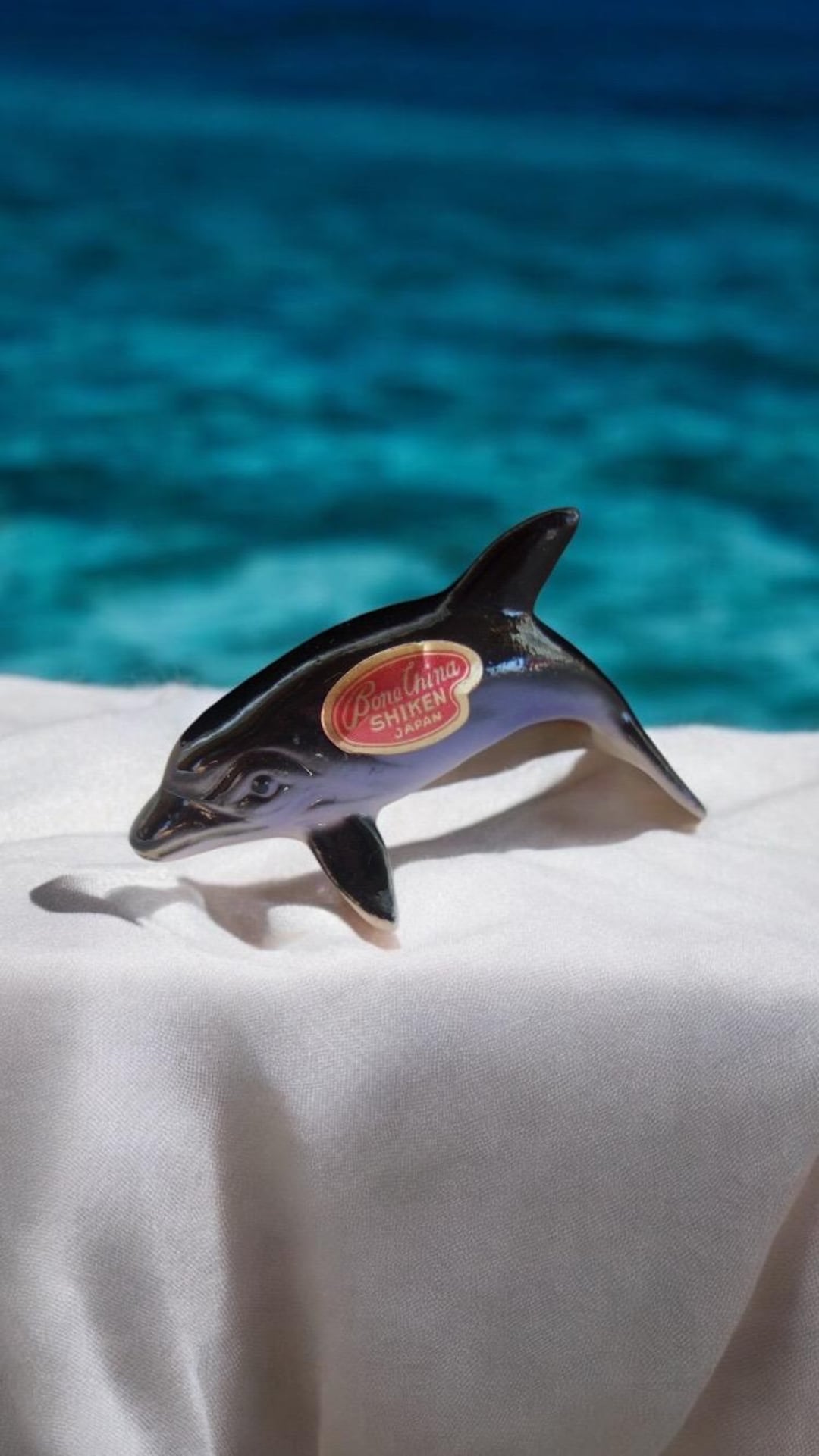Vintage Shiken Japan Hand-painted Bone China Dolphin Figurine