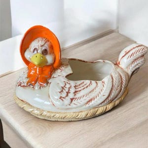 Vintage Ceramic Chicken Planter: 1970s Country Hen Decor