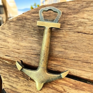 Brass Anchor Bottle opener, Maritime theme Bottle Opener, Nautical design Bar accessory, 1960s