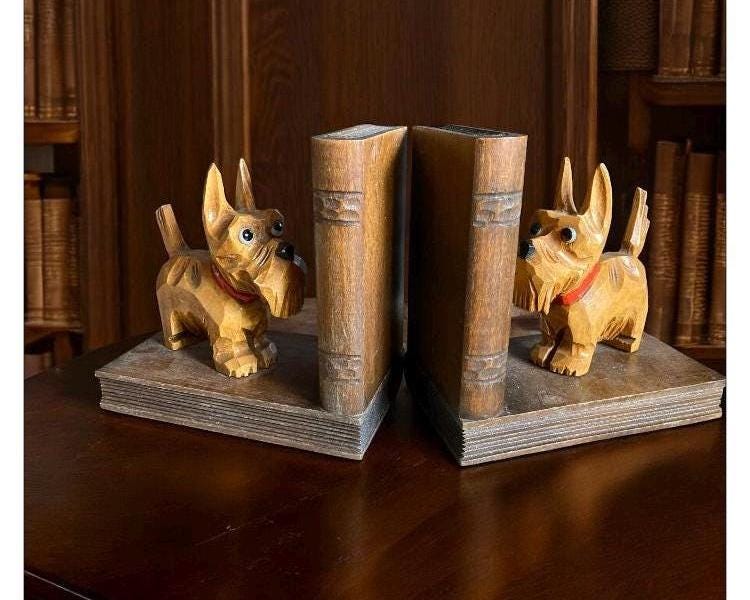 Vintage West Germany Hand Carved Wooden Scottish Terrier Scottie