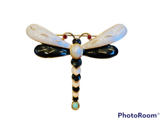 Attwood & Sawyer jewelry, Signed Dragonfly enamel… - image 3