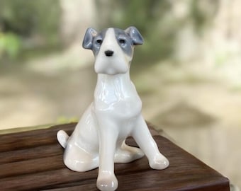 Vintage Terrier Dog Porcelain Figurine - Metzler & Ortloff Germany