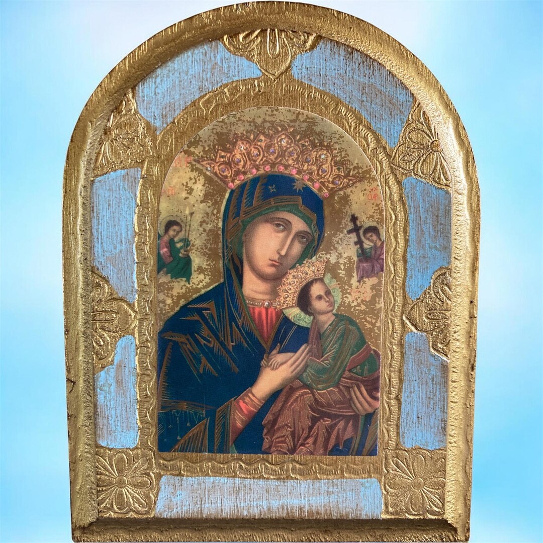 Vintage Our Lady of Perpetual Help Icon Italian Florentine Gold ...
