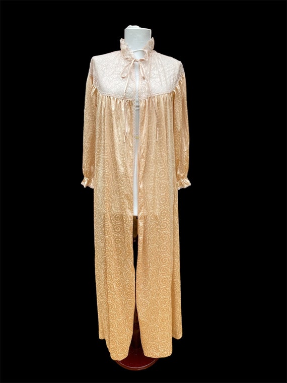 Luxury 1970s Givenchy robe Lace Satin robe long sleeve Victorian robe Givenchy Intimite Paris
