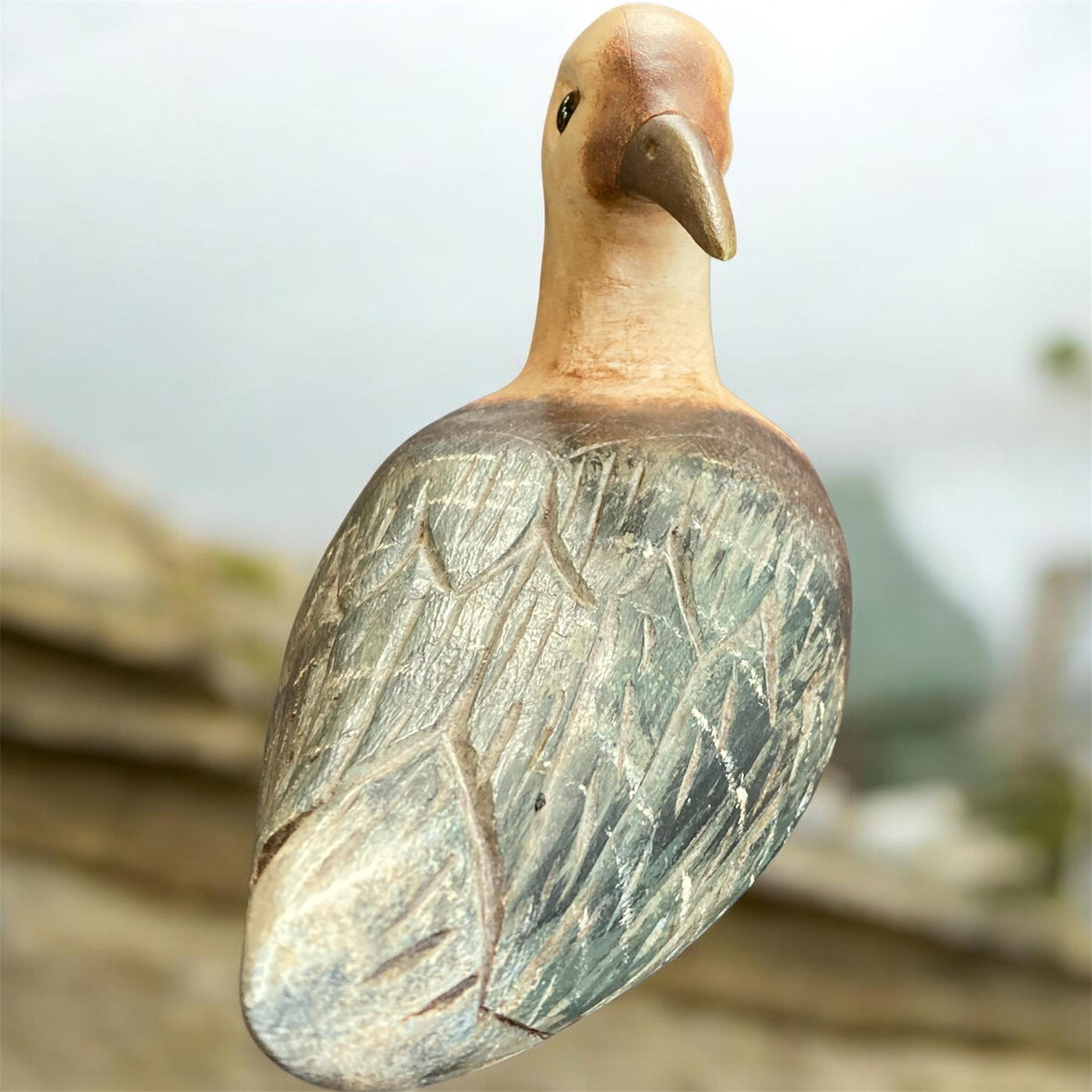 Dick Steele Maine Wood Carving Signed Shorebird Decoy Folk Art