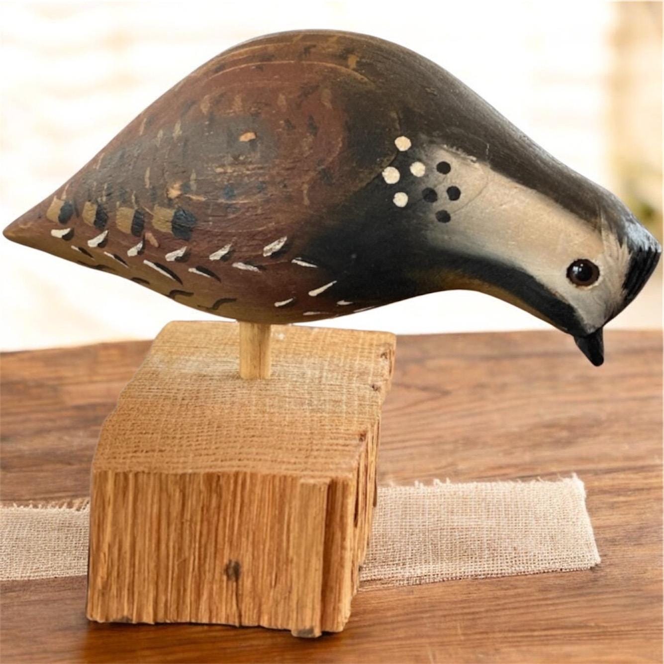 Vintage 1980s William Kirkpatrick Signed Hand Carved Wooden Quail