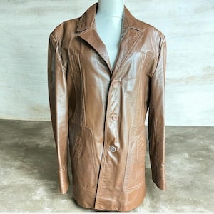 Leather Brown Car Coat Wilson Vintage - Etsy