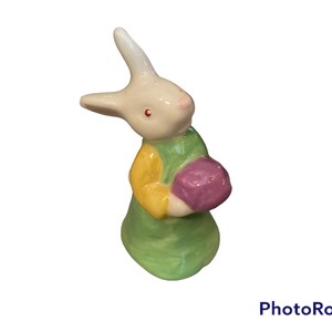 Vintage Mini White Rabbit Wearing a Yellow Green Dress - Etsy
