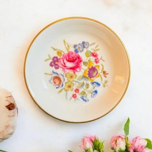 Royal Worcester porcelain dish, Wild Flowers Butter Pat, country kitchen plate, 4”