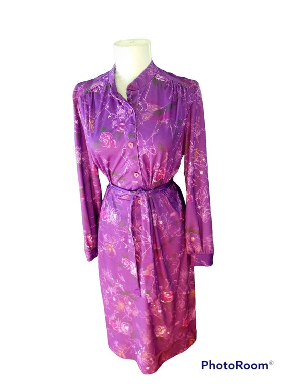 1970s vintage Day Dress, Home-Made shirt dress, m… - image 6