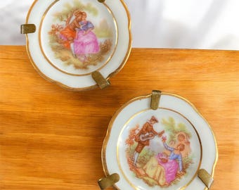 ヴィンテージ リモージュ ミニチュアプレート：フランス製磁器、求愛