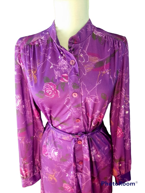 1970s vintage Day Dress, Home-Made shirt dress, m… - image 5