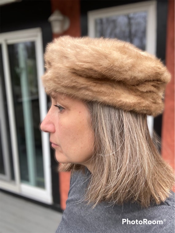 Gimbel's Mink Fur Hat, Vintage Light Brown Mink, … - image 4