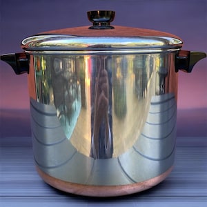 Vintage Revere Ware 8 Qt Stock Pot Copper Bottom With Lid Rome NY Stamped 78
