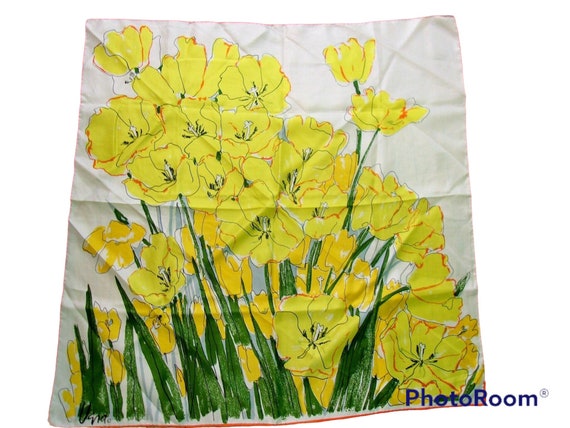 Vera Neumann silk scarf, Spring Tulip flowers sca… - image 3