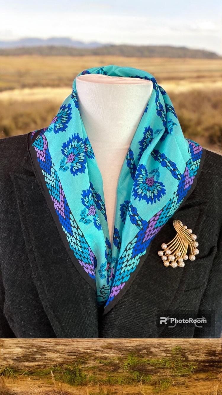 小物 Hand Printed Silk Scarf - blue Amazon.com: Designer Square Silk Scarf Hand Painted and