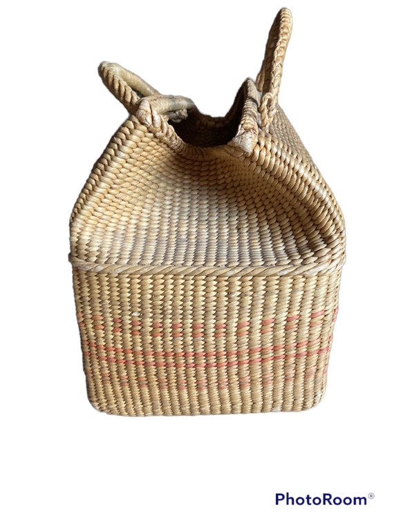 1944 Straw Basket Purse, Vintage Woven Hand bag, … - image 6