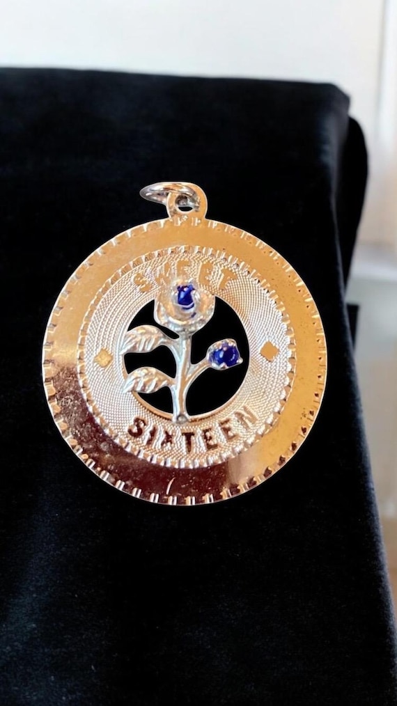 Sterling Silver Sweet Sixteen Charm: Sapphire Blue Rose Birthday
