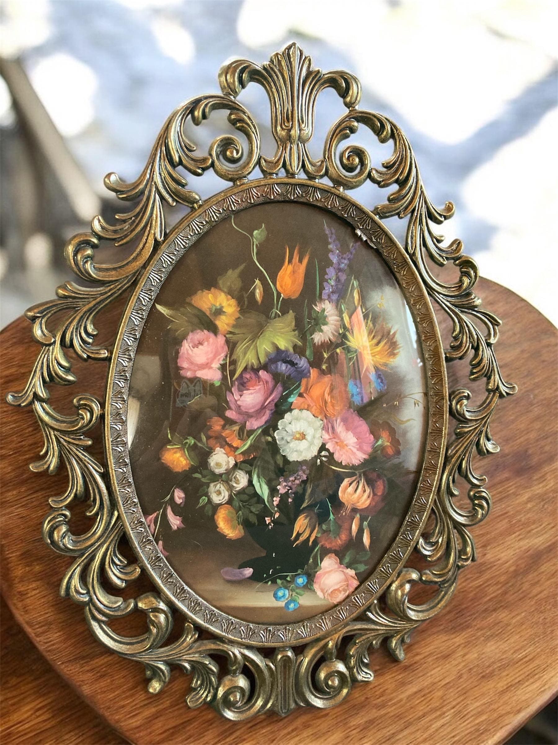 Brass Italian Medium Frame, Florentine Ornate Picture Frame