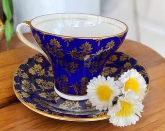 Aynsley Blue porcelain Teacup, hand-painted cottage tea cup, antique romantic tea cup, manor house decor