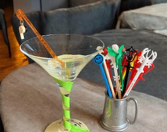 Vintage Bar Drink Swizzle Sticks: Novelty Cocktail Stirrers, Set of 12