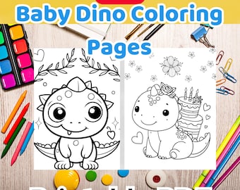 Dino Coloring Pages | 30 Printable Illustrations (Digital Download