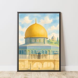 Dome of the Rock Wall Art, Al Aqsa Mosque Digital Print, Islamic Jerusalem Poster, Palestine Wall Art, Muslim Home Decor Printable, Aqsa Art