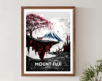 Affiche du mont Fuji, impression voyage au Japon, art mural japonais, illustration de la montagne Fuji, affiche de voyage en Asie, oeuvre d'art nature paysage